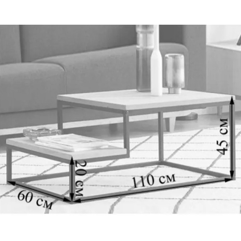 Журнальний столик Tab-210: Індустріальна Естетика та Практичність